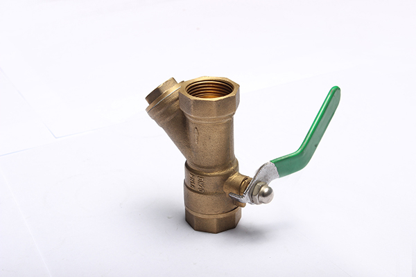 Brass variant ball valve with Y strainer NR-C008